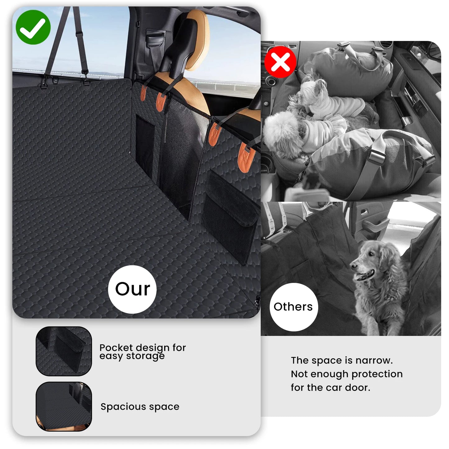 Dog Car Rear Seat Protective Cover Waterproof Pet Seat Cover with Observation Window and Protective Strip Pet Travel Mattress