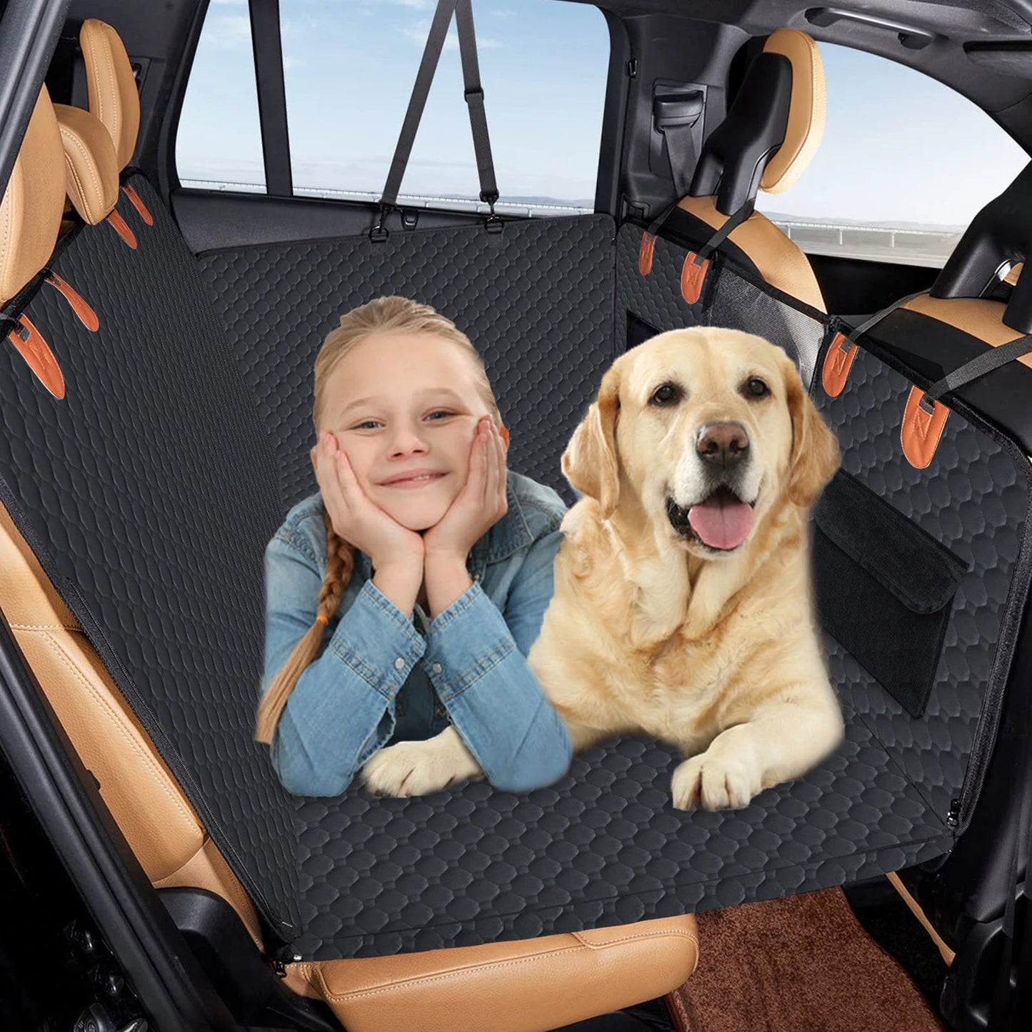 Dog Car Rear Seat Protective Cover Waterproof Pet Seat Cover with Observation Window and Protective Strip Pet Travel Mattress